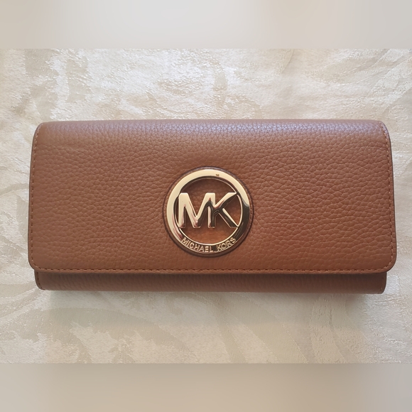Michael Kors Handbags - EUC Michael Kors Fulton Flap Brown Leather Wallet